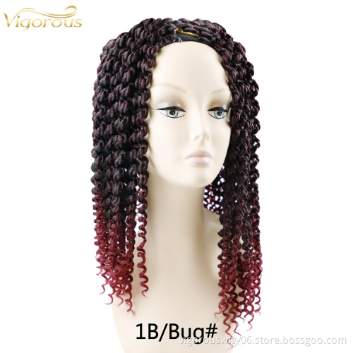 Fashion 8inch 110g twist curly most natural ombre pre twisted crochet braiding hair pre looped synthetic messy box braidt